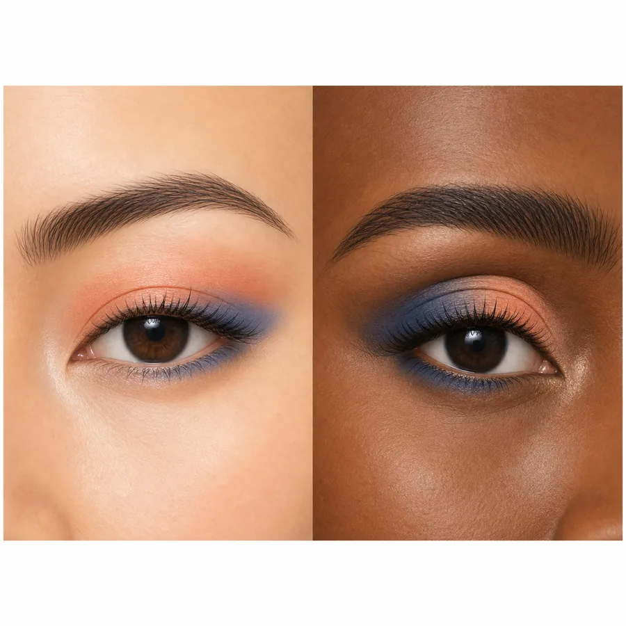 Ilustração mostrando a área de pálpebra visível em diferentes formatos de olhos